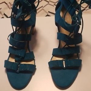 Marc Fisher Teal Colored Strappy Lace-up Sandal